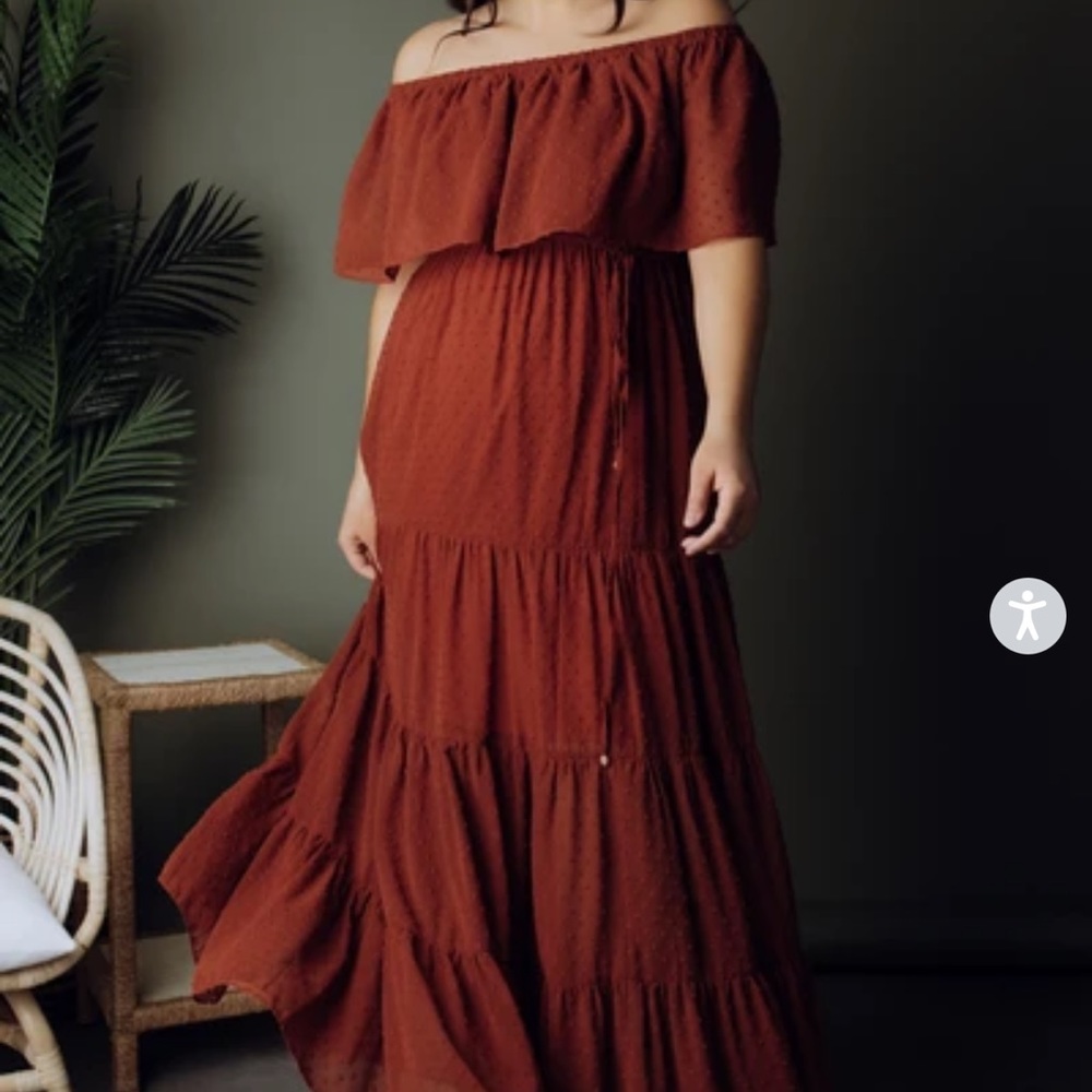 SWISS DOT RUST MAXI DRESS
